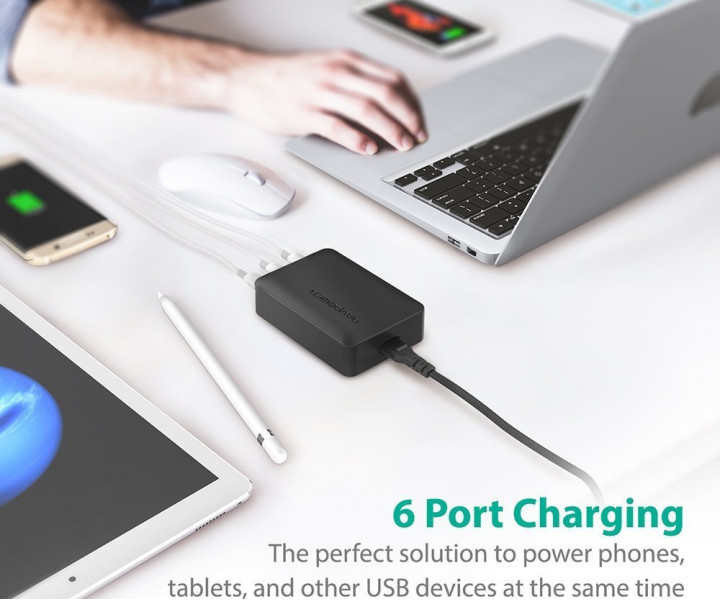 Сетевое зарядное устройство RAVPOWER RP-PC029 6-Port Charging Station Black (RP-PC029BK)